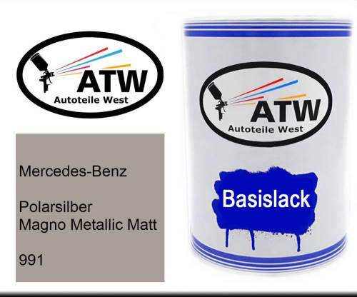 Mercedes-Benz, Polarsilber Magno Metallic Matt, 991: 500ml Lackdose, von ATW Autoteile West.